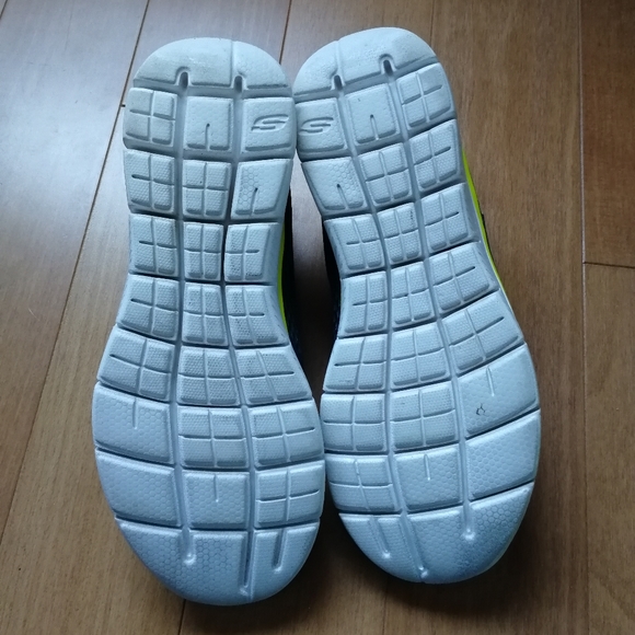 Skechers Flex Advantage Sneakers Navy with Neon Orange and Yellow MEN 6.5/ W 8.5 - Picture 9 of 13